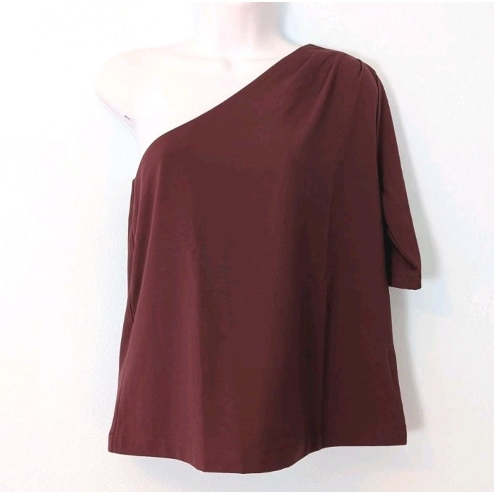 Banana Republic One Bare Shoulder Top Burgundy Women's Small Stretch NEW